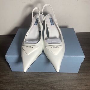 Prada Women's Elegant White Slingback Heels